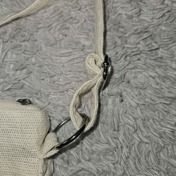 Embroidered Pink Rose Linen Crossbody Bag Purse Sequin Floral Metallic New - Picture 4 of 10